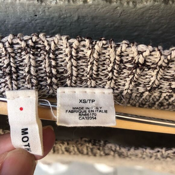 Anthropologie Moth Knit Blouse Tan White Size XS - Picture 3 of 5